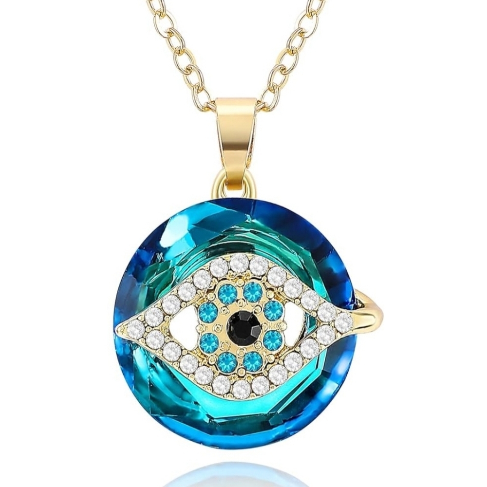 Elegant Blue Evil Eye Pendant Necklace